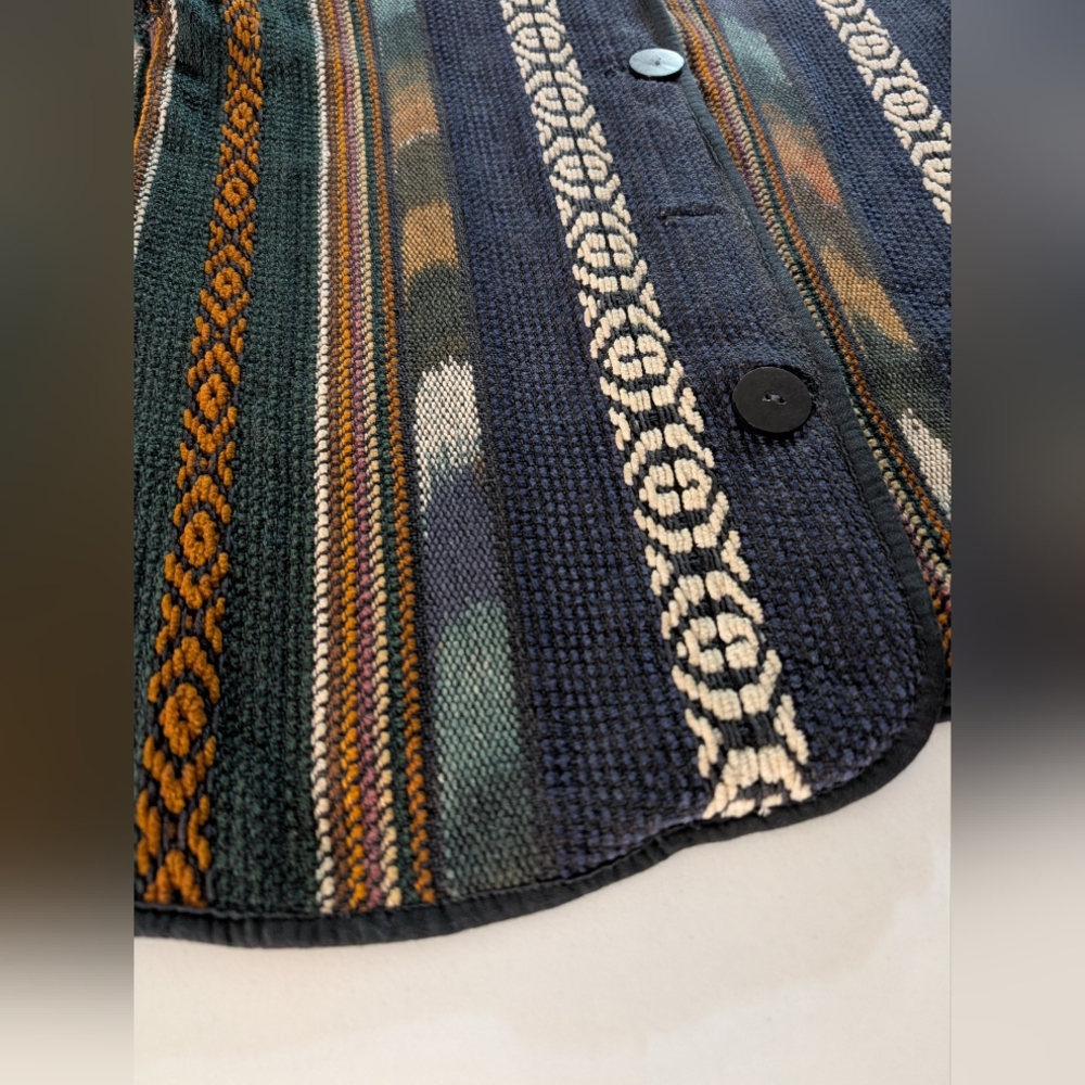 Vintage Nos Nostalgia cotton Southwestern woven earthy boho jacket. Medium - Picture 3 of 16